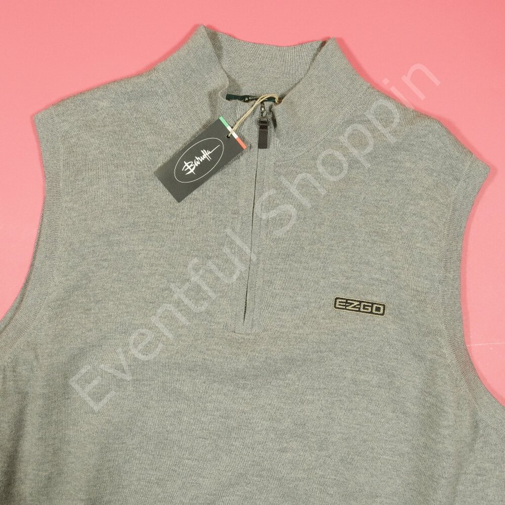 EZGO Golf Vest Mens XL Gray Merino Wool 1/4 Zip Wind Lined Fairway & Greene New